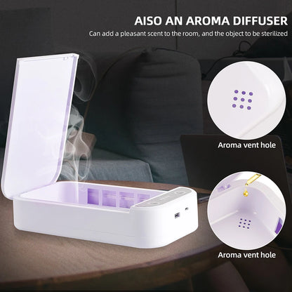 Electric UV Sterilizer Aromatherapy Box Multifunctional Mobile Phone Wireless Charger Disinfection Anti Bacteria Machine